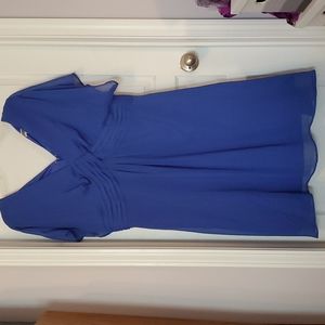 Blue V-Neck Cocktail Dress